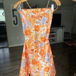 Beginning Boutique Orange Floral Mini Dress